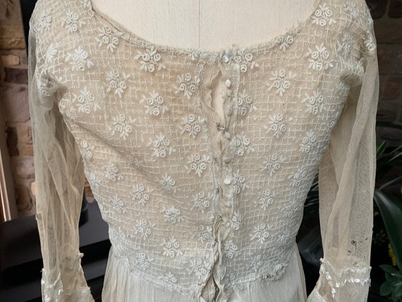 Antique Edwardian Tambour Net Lace Wedding Dress,… - image 6