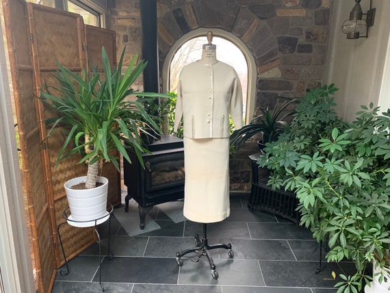 Vintage 1960s 3 Piece Ivory Wool Knit Suit Coltali
