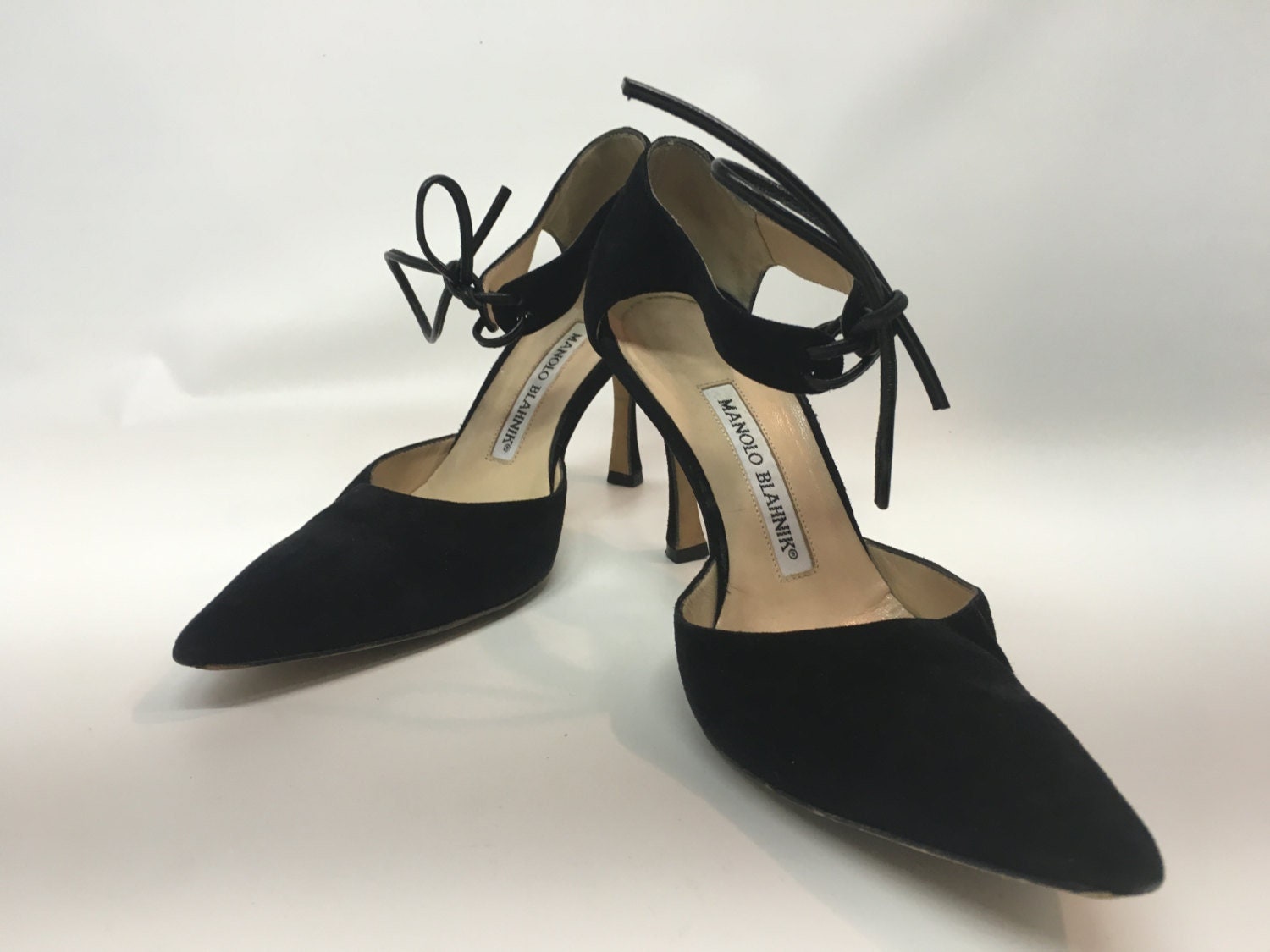 MANOLO BLAHNIK ブラック　37.5 Vintage 1990s Black Suede Manolo Blahnik Shoes - Etsy UK