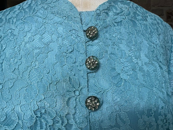 Vintage 1960s Light Blue Lace Dress, with Matchin… - image 2