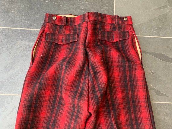 Vintage 1950s Woolrich Red Black Buffalo Plaid Hu… - image 8