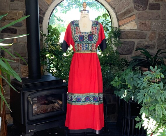 red peasant dress Nesanet Peasant Dress - Maraki Ruby - Size M