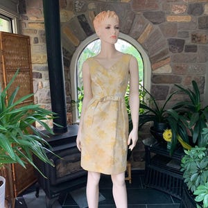 Vintage 1960s Brocade 2 Piece Wedding Suit Set Jackie O Style Saks Fifth Avenue, Golden Ivory Brocade Dress and Jacket Vintage Sixties Bride