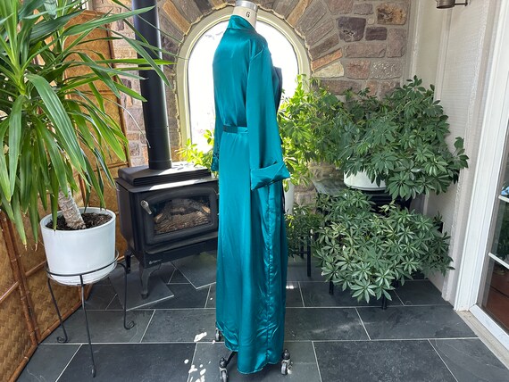 Vintage 1980s Teal Blue Satin Polyester Spaghetti… - image 8