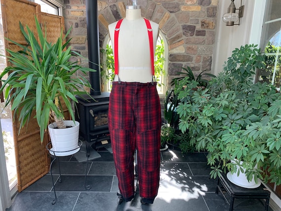 Vintage 1950s Woolrich Buffalo Red Black Plaid Hu… - image 1