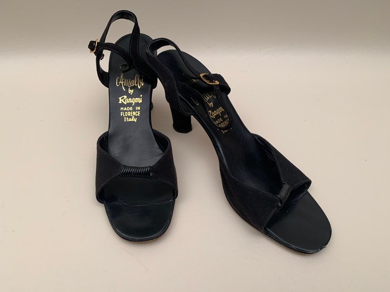 Vintage 1970s Black Suede High Heel Sandals Amalfi by Rangoni | Etsy