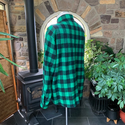 Vintage 1970s Woolrich Green and Black Buffalo Plaid Wool Blend Shirt Jacket, Vintage Men's Winter shops Clothing