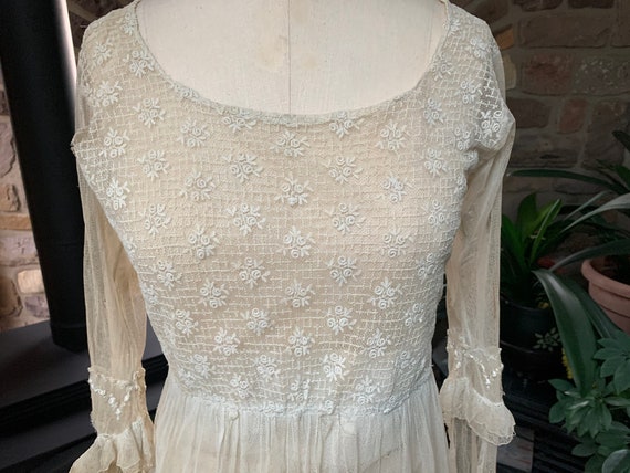 Antique Edwardian Tambour Net Lace Wedding Dress,… - image 2