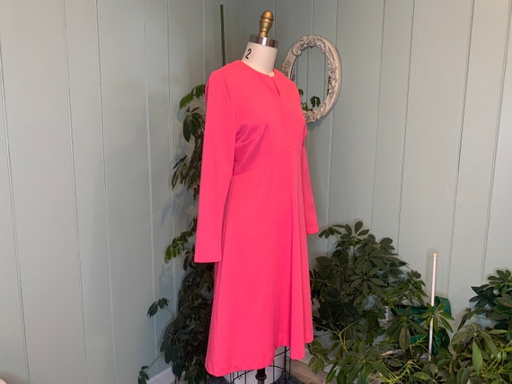 Vintage 1970s Bright Pink Double Knit Long Sleeve… - image 9