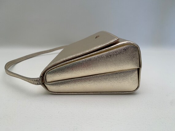 Vintage 1970s Metallic Gold Formal Shoulder Bag A… - image 6