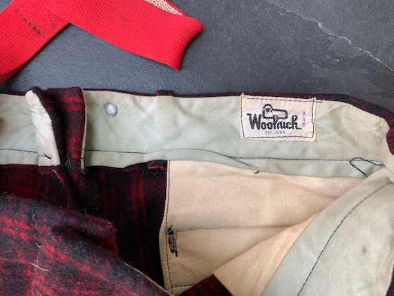 Vintage 1950s Woolrich Buffalo Red Black Plaid Hunting Pants