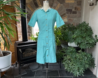 Vintage jaren 1970 turquoise serveerster huishoudster uniform Shane, vintage Alice's Halloween Diner uniform
