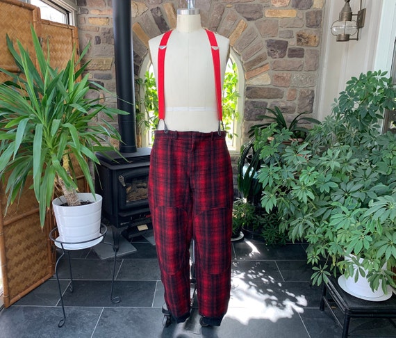 Vintage 1950s Woolrich Buffalo Red Black Plaid Hunting Pants