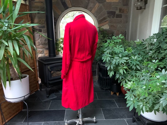 Vintage 1960s Men's Red Cotton Corduroy Wrap Robe… - image 5