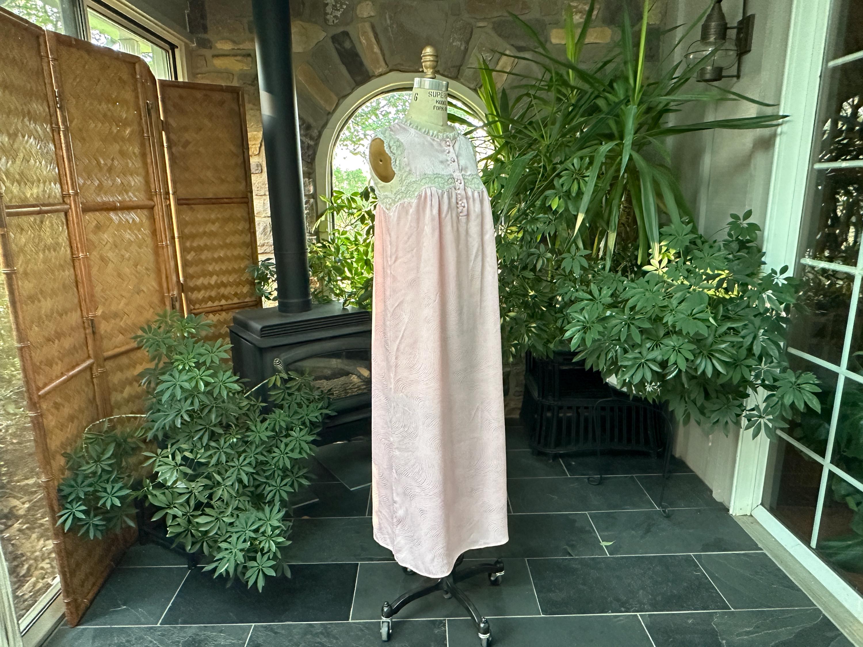 Vintage Pink and White Lace Christian Dior Lingerie Nightgown
