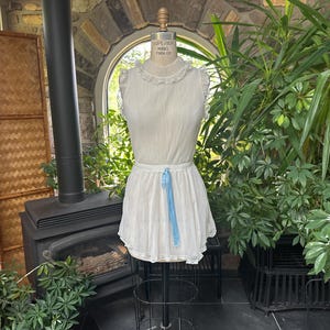 Vintage 1960s White Nylon and Lace Mini Babydoll Nightgown, Vintage Babydoll Lingerie