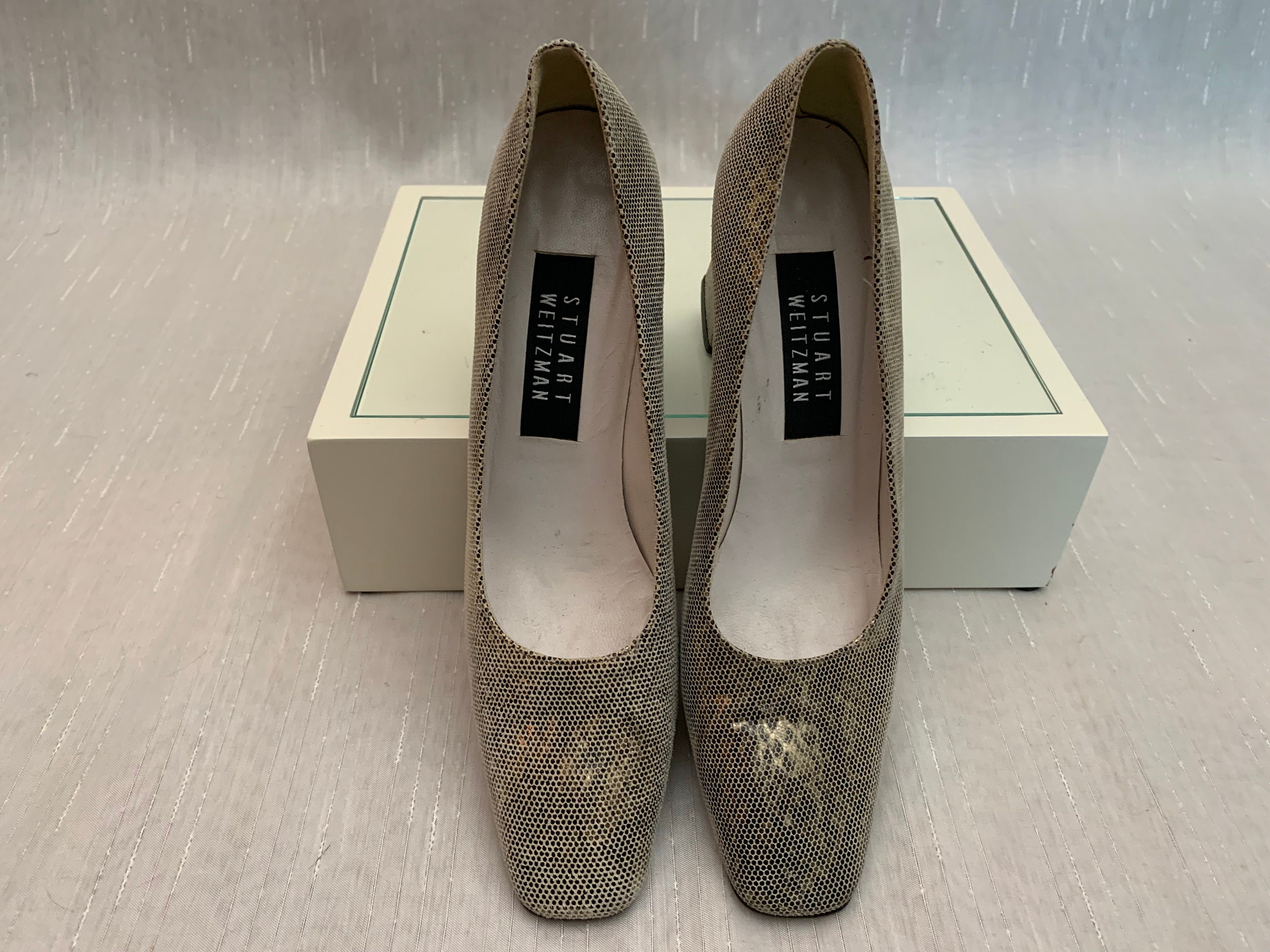 Vintage 1990s Stuart Weitzman Tan Gold Black Snakeskin Vintage 1990s Stuart Weitzman Tan Gold Black Snakeskin