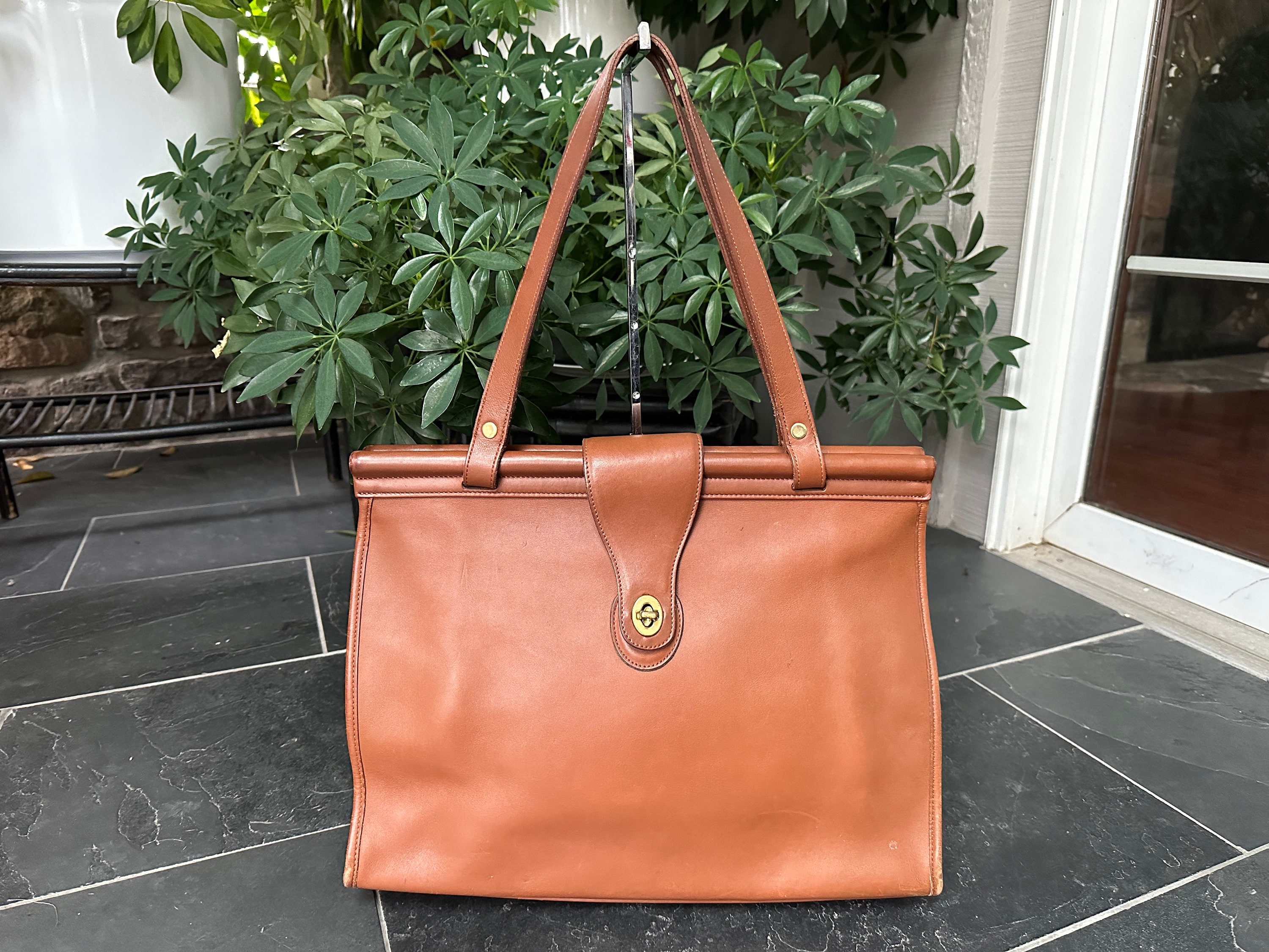 Vintage COACH Nog7c-9096 Barclay British Tan Leather Tote
