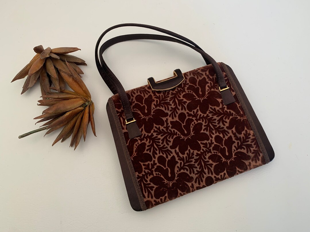 Midsize vintage floral handbag Brown. ^^^