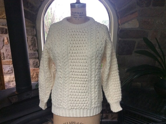 Vintage 1970s Irish Fisherman Wool Sweater Unisex,
