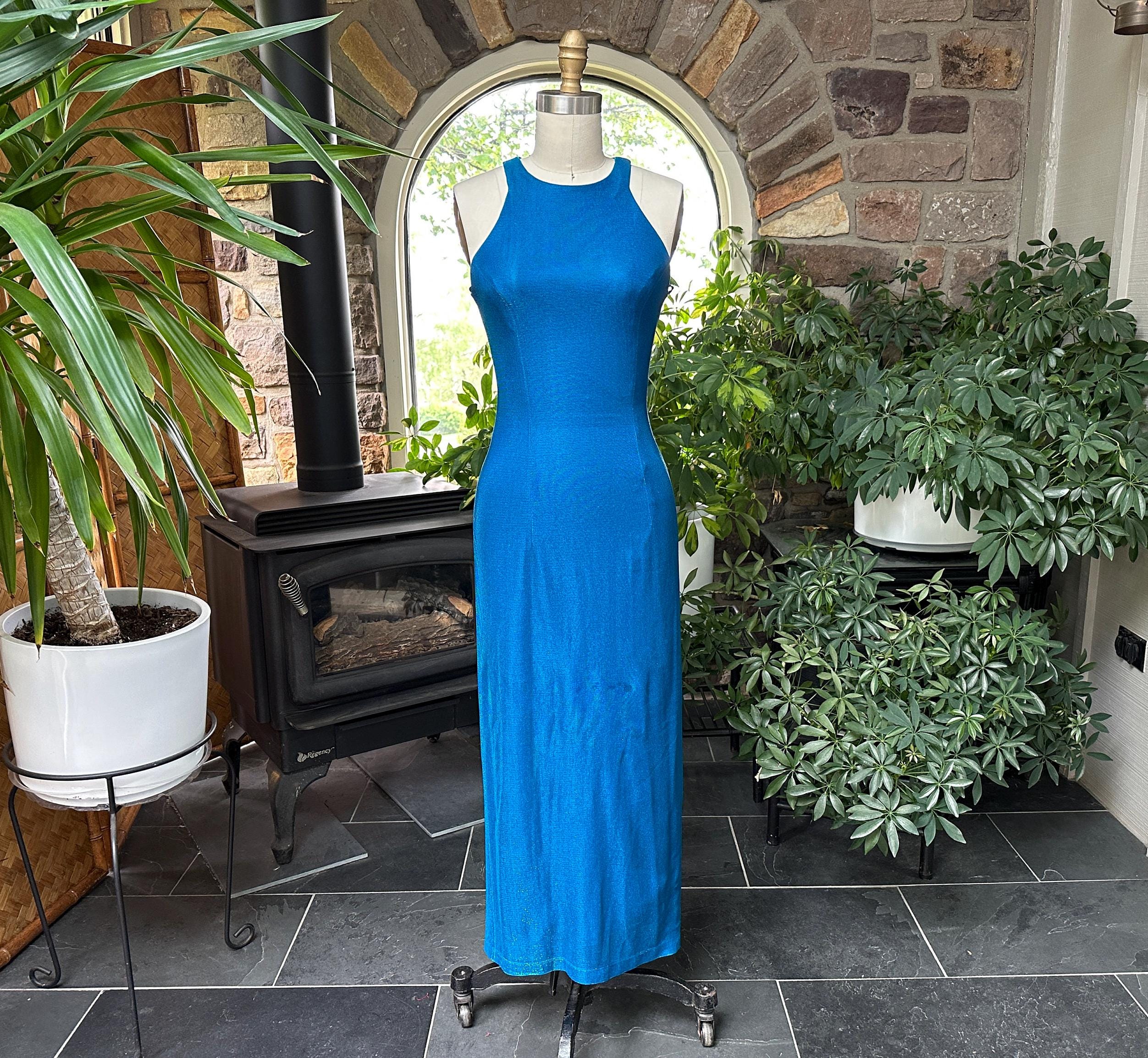 Vintage 1990s Blue and Green Iridescent Knit Tight Fitting Maxi Dress All  That Jazz - Etsy