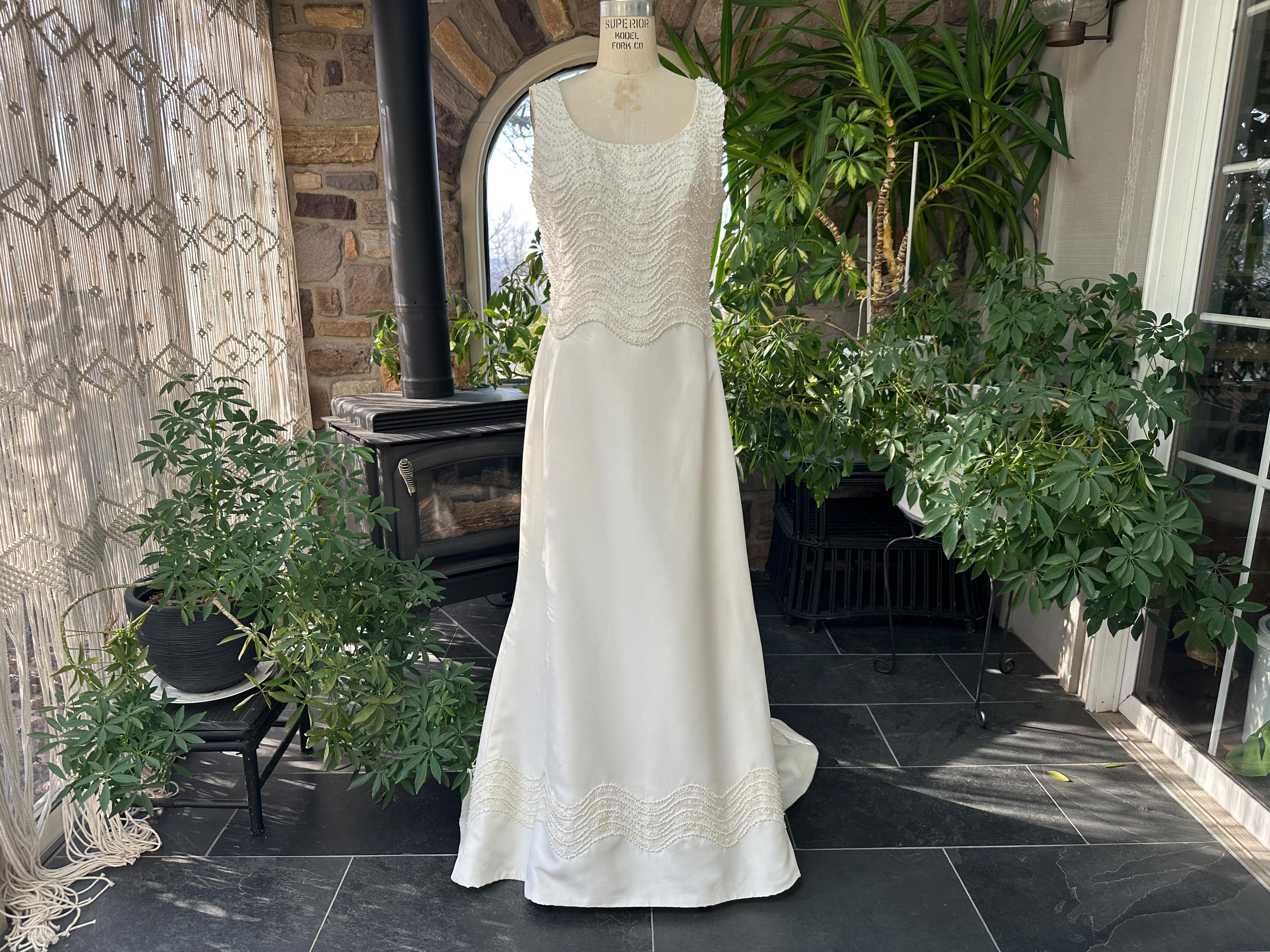 Vintage 1990s Ivory Pearl Bead Sleeveless Wedding Dress Oleg Cassini - Etsy