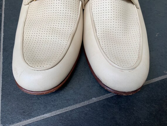 Vintage 1970s Men's Beige Leather Slip-on Shoes N… - image 10