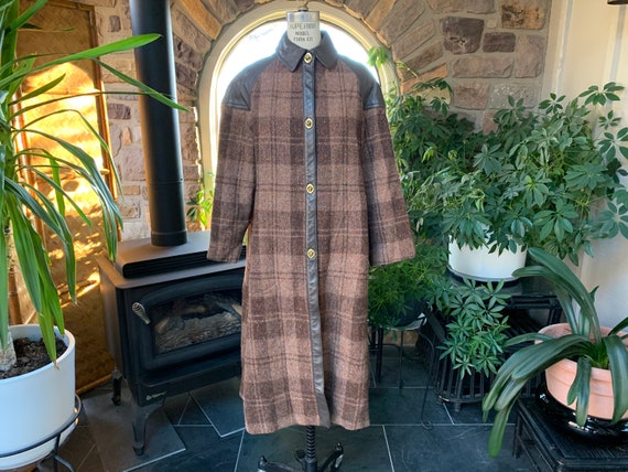 Vintage 1970s Donegal Wool Tweed Brown Plaid and … - image 1