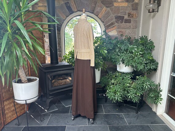 Vintage 1970s Brown Knit and Metallic Gold Maxi E… - image 7