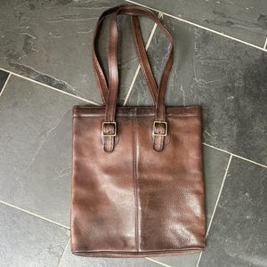 Vintage 1970&#39;s Rare COACH Facile Brown Leather Pre Creed Metal Tag Shoulder Bag