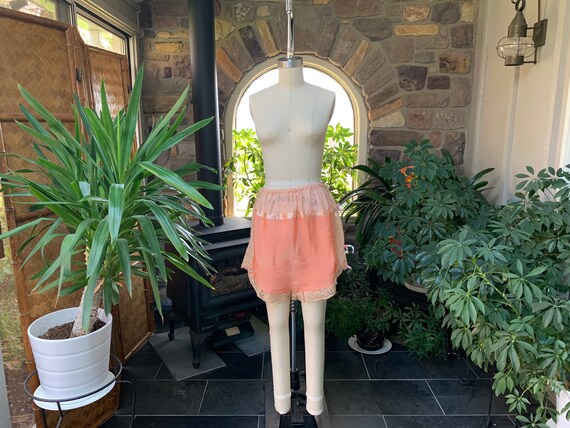 Antique Peach Silk Floral Lace Trimmed Tap Panties