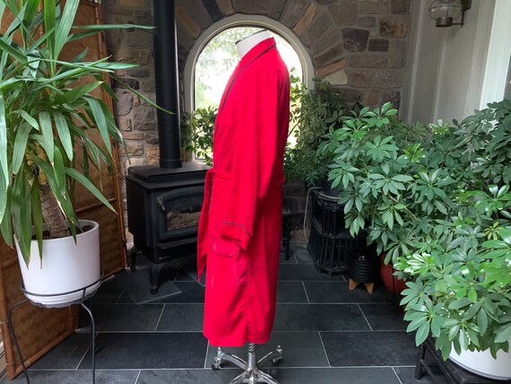 Vintage 1960s Men's Red Cotton Corduroy Wrap Robe… - image 4