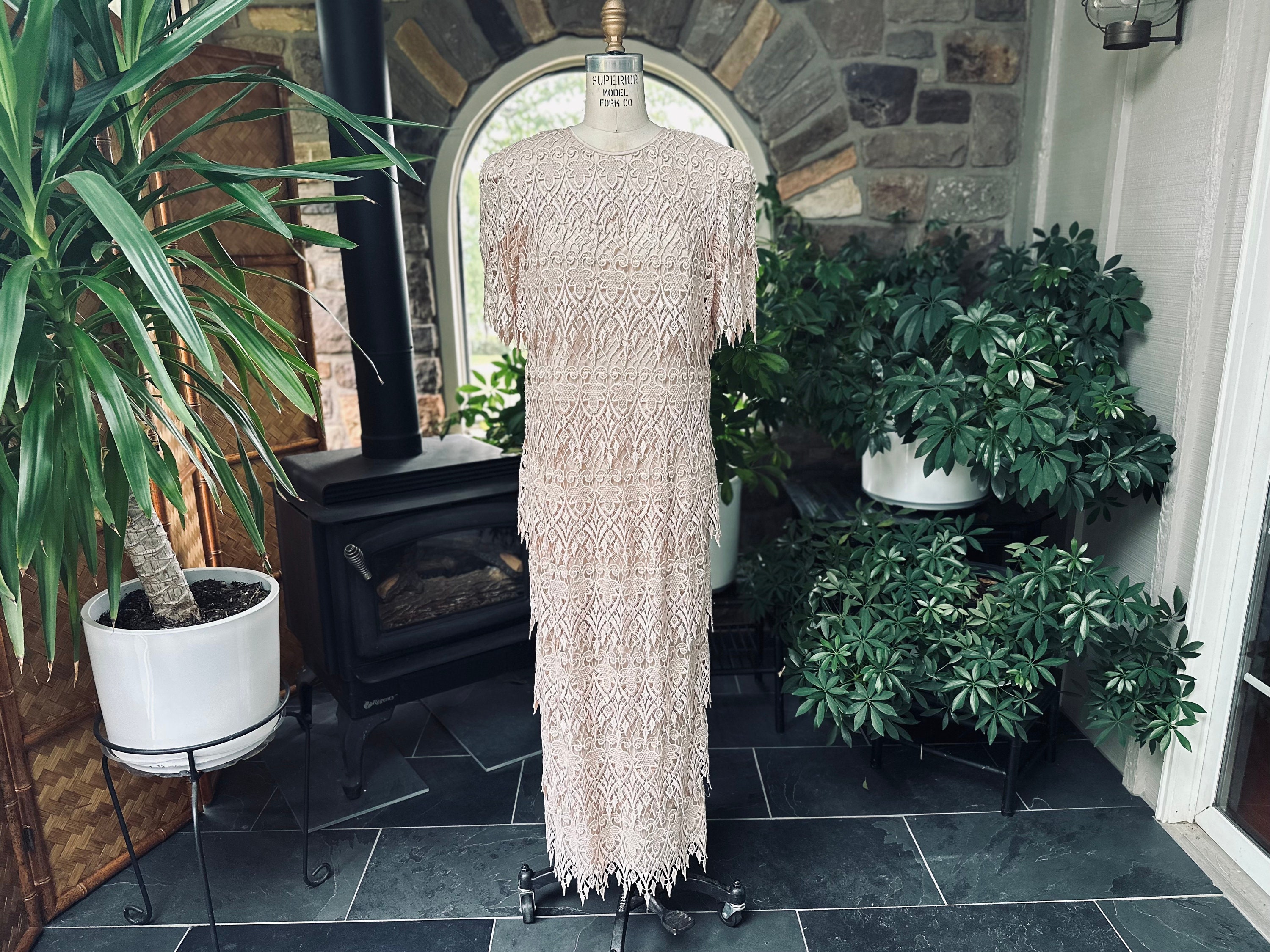 Rick Owens WALRUS beige layered maxi-length dress with cowl