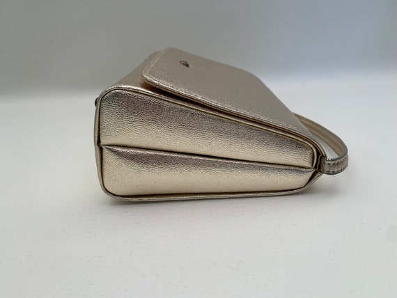 Vintage 1970s Metallic Gold Formal Shoulder Bag A… - image 8