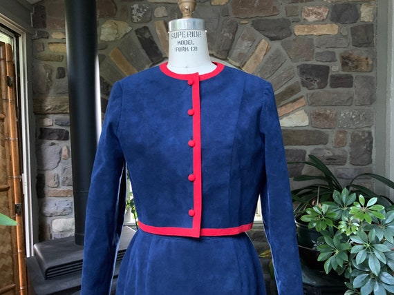 Vintage 1980s Blue with Red Trim Ultra Suede Jack… - image 2