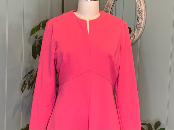 Vintage 1970s Bright Pink Double Knit Long Sleeve… - image 2