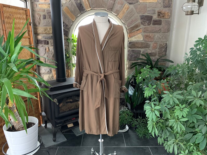 Vintage Boyfriends Robe Vintage Fifties Men/'s Robe Vintage 1950s Mens Light Brown Heavy Cotton Robe