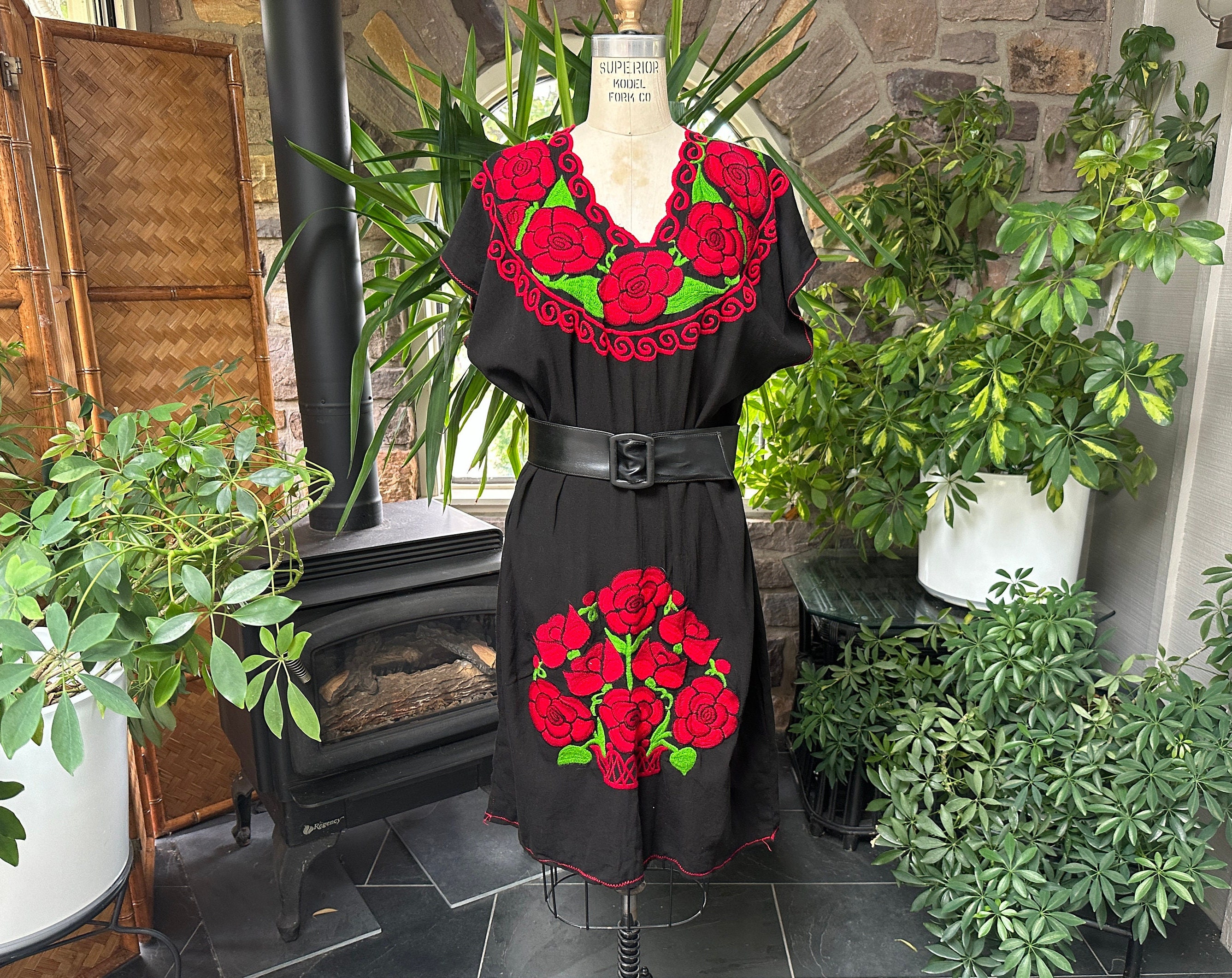 floral embroidered peasant dress Vintage Beverly Paige Sheer Embroidered Peasant Dress – Recess