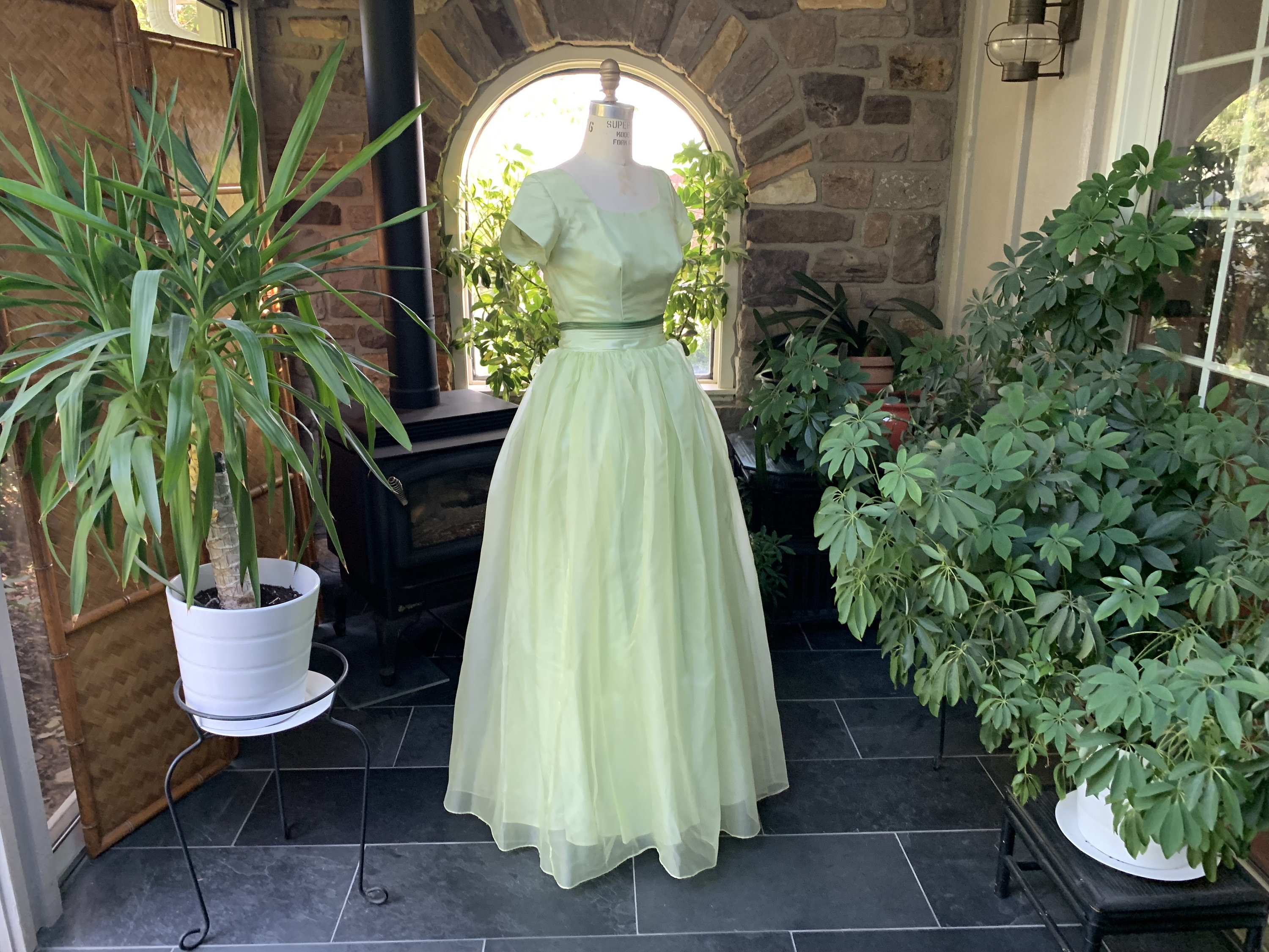 Vintage 1950s Green Silk Organza Organdy Formal Evening Dress - Etsy Israel