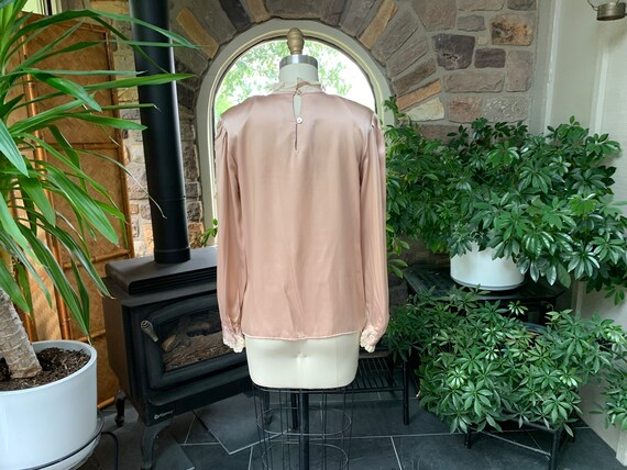 Vintage Muted Mauve Pink Silk Satin Crepe and Ivo… - image 6