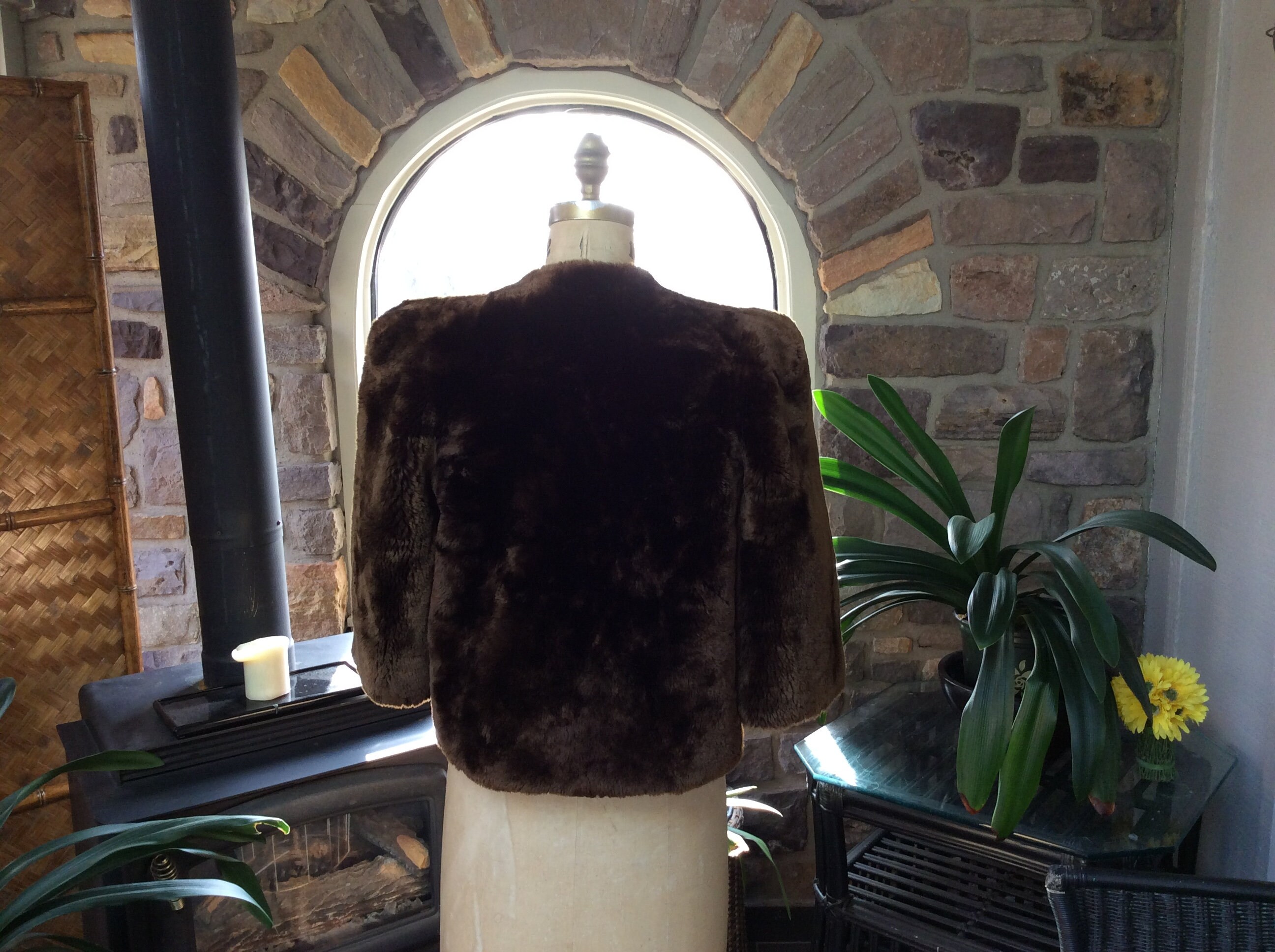 Vintage 1930s 1940s Brown Laskin Mouton Lamb Bolero Waist