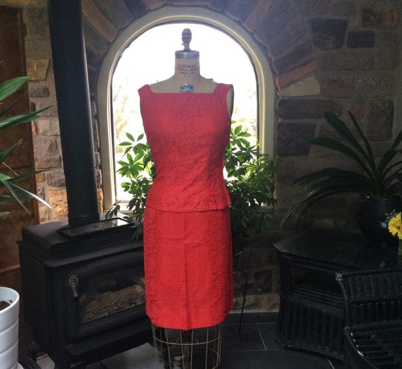 Vintage 1960s Red Lace Dress, Vintage Beautiful Re