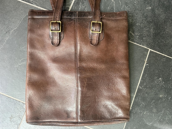 Vintage 1970s Rare COACH Facile Brown Leather Pre Creed Metal Tag