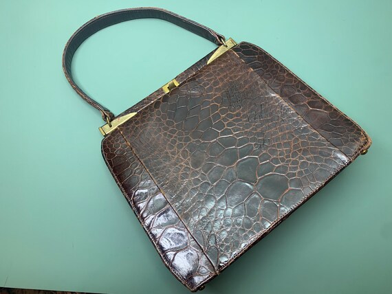 Vintage 1950s/60s Alligator Leather Purse Handbag