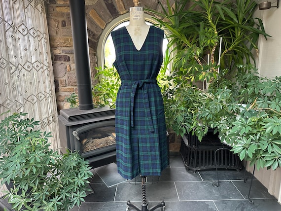 navy blue and green plaid dress Briggs Dress in Navy Plaid XL