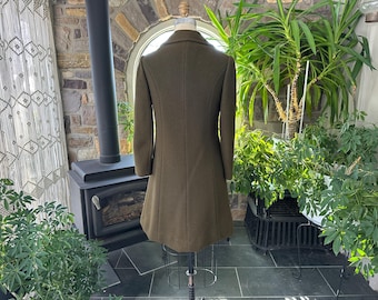Vintage 1970s Loden Green/brown Wool Double Breasted Fitted Coat
