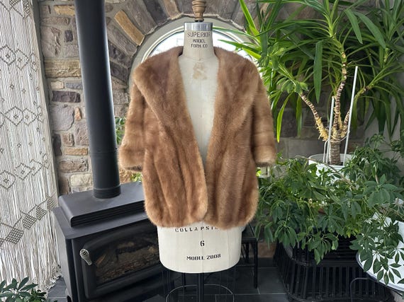 Vintage 1950s Autumn Haze EMBA Natural Brown Mink Stole