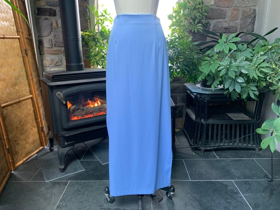 Vintage Y2K Periwinkle Blue Matte Satin Maxi Skir… - image 2