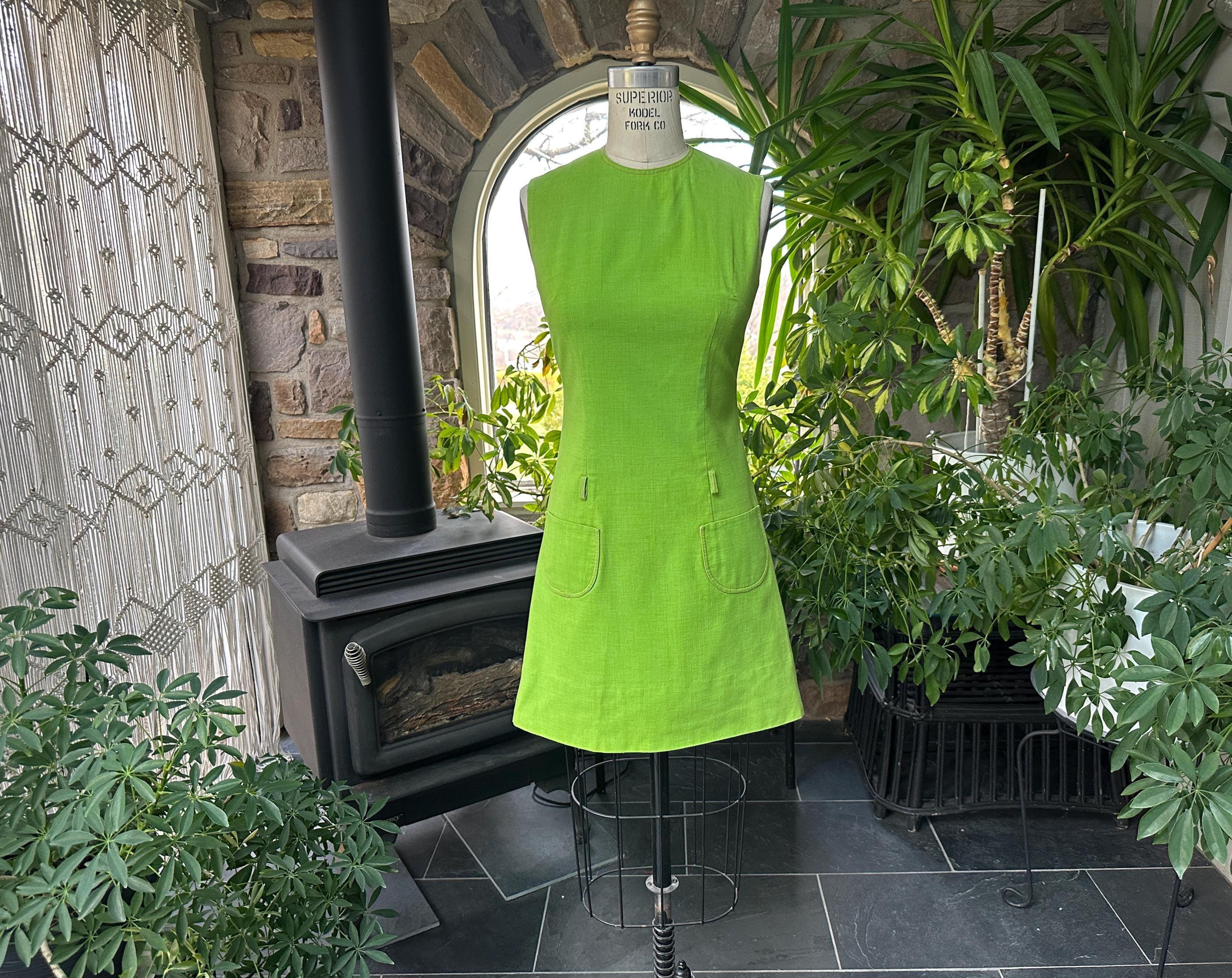 60s Lime Green Dress - Etsy