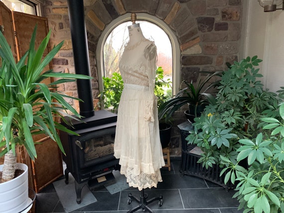 Antique Edwardian Tambour Net Lace Wedding Dress,… - image 4